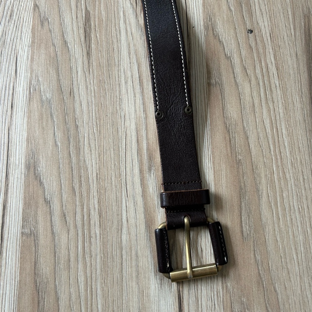 Dolce & Gabbana Dark Brown Leather Belt with Brass Buckle